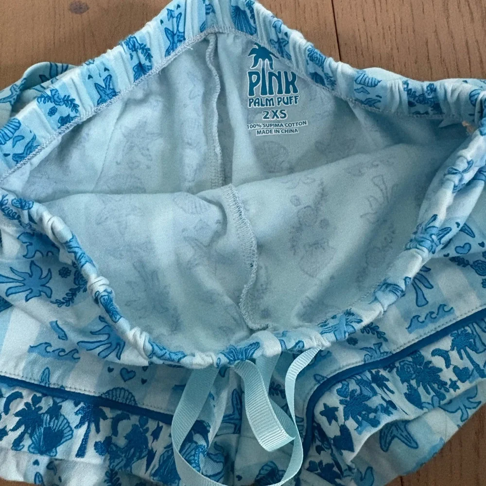 Pink Palm Puff Blue Printed Pajama Set - Picture 8 of 16